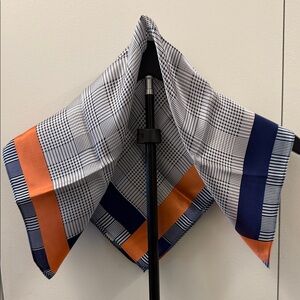Plaid Scarf with Orange and Blue Accents